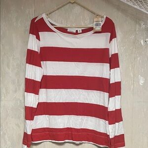 Dockers Red and White Striped Women's Top NWT